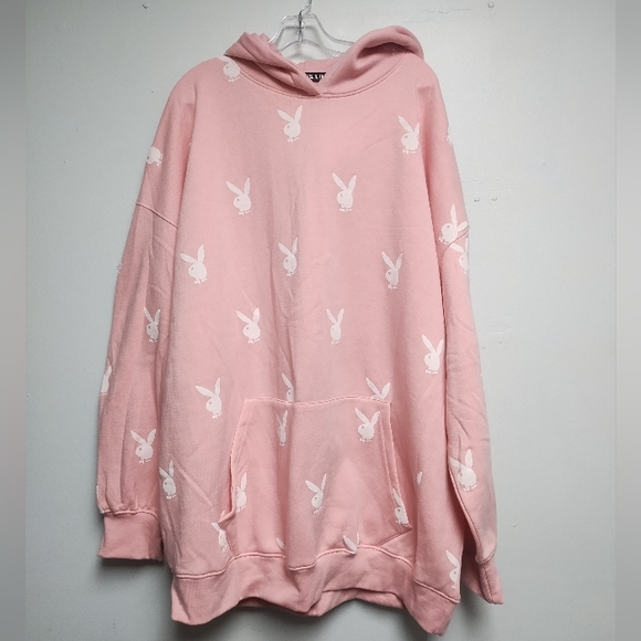 Pink Playboy X Extreme Oversized Repeat Print Hoodie Dress - Picture 5 of 8